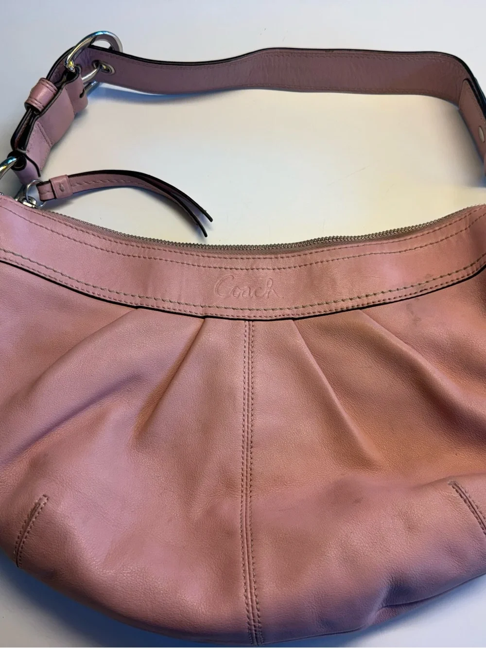 Vintage Coach Soho Blush Pink Smooth Leather Shoulder Bag Purse F13730